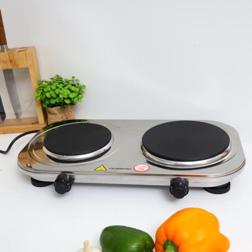 display image 2 for product Olsenmark Double Burner Electric Hot Plate - Operating indicator light: On/Off - Heat operation - Over heat protection - Auto-thermostat control - Power(watt): 2500 - Double plate Size(mm): 155+185mm