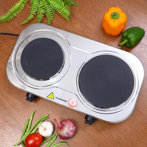 display image 6 for product Olsenmark Double Burner Electric Hot Plate - Operating indicator light: On/Off - Heat operation - Over heat protection - Auto-thermostat control - Power(watt): 2500 - Double plate Size(mm): 155+185mm