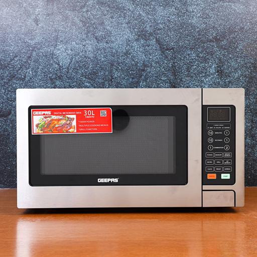 display image 3 for product Digital Microwave Oven 30L | 1500W Oven with Multiple Cooking Menus |Reheating, Defrost & Grill | Ideal Grilling, Roasting, Heating & More - Geepas 