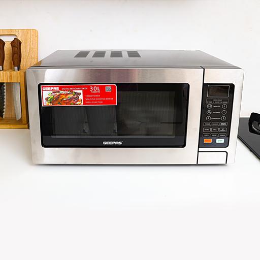 display image 2 for product Digital Microwave Oven 30L | 1500W Oven with Multiple Cooking Menus |Reheating, Defrost & Grill | Ideal Grilling, Roasting, Heating & More - Geepas 