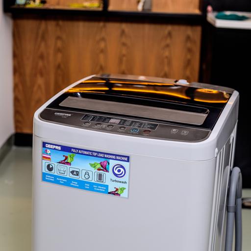 display image 3 for product Geepas Fully Automatic Top Loaded Washing Machine 6kg - Auto-Imbalance, Gentle Fabric Care, Turbo Wash, Anti Vibration & Noise, Child Lock, Stainless Steel Drum