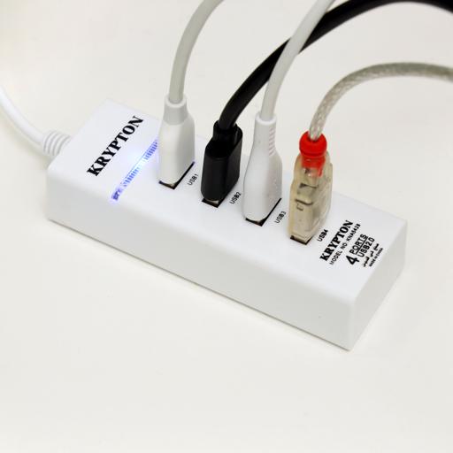 display image 3 for product USB 2.0 Super Hub, Compatible with USB 1.1, KNA5428 - 500GB Support, Blue LED for Power, Speed Up to 480mbps, 30cm Cable Length, 4 Port USB 2.0