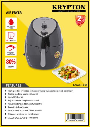 Rosewill XL Air Fryer 5.8-Quart 1800W Oil-Less Low-Fat 