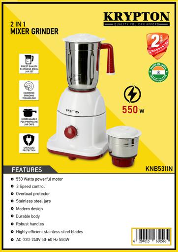 display image 9 for product Krypton KNB5311 2 in 1 Blender – Stainless Steel Jars| Harmonic Grinding Technology| Overload Protection| Ideal to grind spices, nuts, veggies, fruits