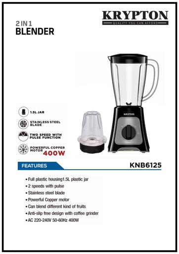display image 8 for product Krypton KNB6125 400W Blender, 2 In 1 with 1.5L Jar – Powerful Copper Motor with 2 Speed Mode & Pulse Function - Crusher, Grinder, Juicer