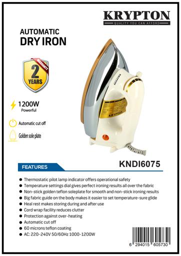 display image 9 for product Krypton Heavy Weight Dry Iron - Automatic Dry Iron, 60 Microns Teflon Plated, Durable Heavy Weight