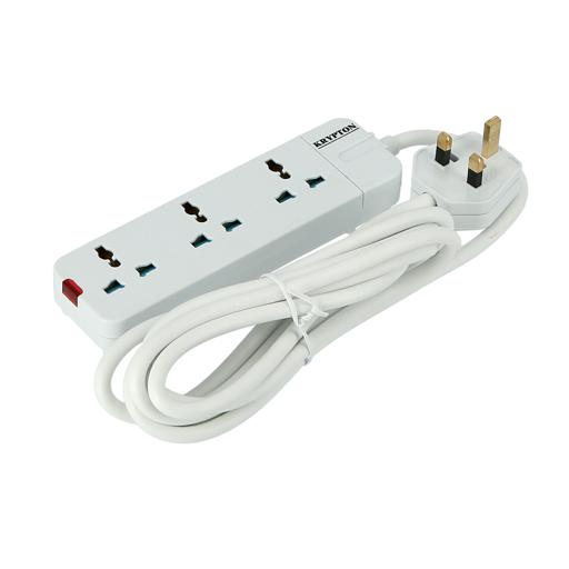 display image 4 for product Krypton 3 Way Extension Board Plug - Power Extension Socket - Multi Plug Power Cable - High Quality