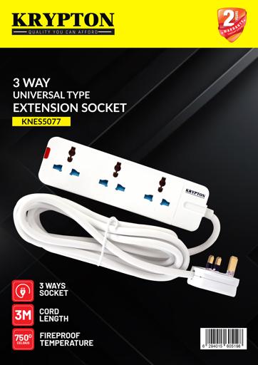 display image 6 for product Krypton 3 Way Extension Board Plug - Power Extension Socket - Multi Plug Power Cable - High Quality