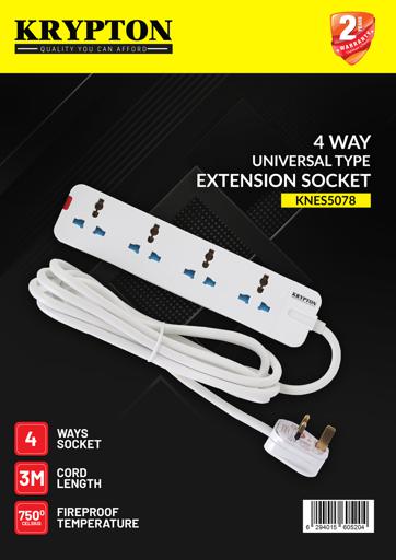 display image 11 for product Krypton Extension Socket, 4 Way - 3M - Power Extension Socket -Multi Plug Power Cable- High Quality