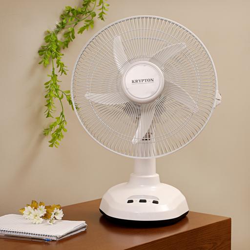 display image 2 for product Krypton 12-Inch Table Fan With Led - 2 Speed Settings With Oscillating/Rotating And Static Feature