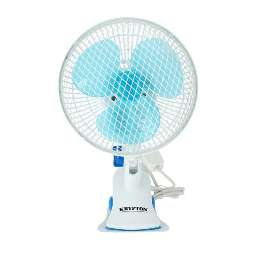 Krypton 2-IN-1 Desk Fan- KNF6116| High Performance Table Fan with 2-Speed Controls and 3 Leaf Blades| Oscillation and Efficient Cooling, Perfect for Home and Office Use| High Quality 30W Motor for High Speed Wind| 2 Years Warranty, Blue and White hero image