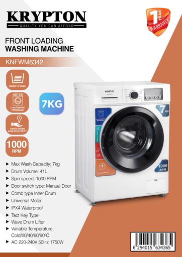 display image 10 for product Front Loading Washing Machine, Quick 15 Wash, KNFWM6342 - 12 Automatic Programs, Saves Water Save Electricity, 1000 Rpm, 1 Years Warranty