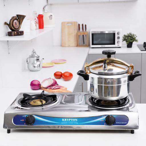 display image 1 for product Krypton Stainless Steel Double Gas Burner With 2 Burner