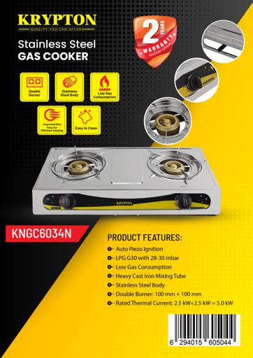 display image 9 for product Krypton KNGC6034 Stainless Steel Double Gas Burner with  2 Burner| Stainless Steel Frame | Low Gas Consumption| Efficient Heating Gas Burner 