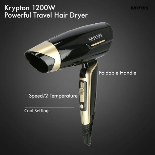 display image 9 for product Krypton 1200W Powerful Hair Dryer With Concentrator - 2-Speed & 2 Temperature Settings - Salon