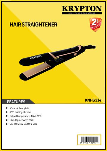 display image 10 for product Hair Straightener, Ceramic Heat Plate, KNH6314 - PTC Heating Element, 5 Level Temperature: 146-220°C, 360-Degree Swivel Cord, 2 Years of Warranty