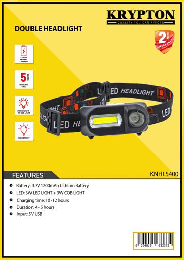 display image 10 for product Double Headlight, Lithium Battery, 3W LED Light, KNHL5400 | 3W Cob Light | 5hrs Working | Headlight for Kids &Adults for Running Fishing Camping | Durable Light