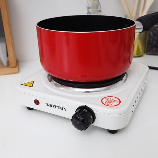 Queiting Electric Hob Portable Single Burner 1000W Cast-Iron Hot Plate with Temperature Control Electric Infrared Burner for Table Top Cooking with Rubber Feet 