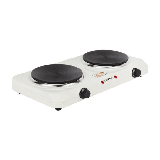 display image 5 for product Krypton KNHP5306 Electric Double Hot Plate 2000W | Cast Iron | Double Burner Hot Plate for Flexible Precise Table Top Cooking - Cast Iron Heating Plate - Portable Electric Hob with Temperature Control for Home, Camping & Caravan Cooking