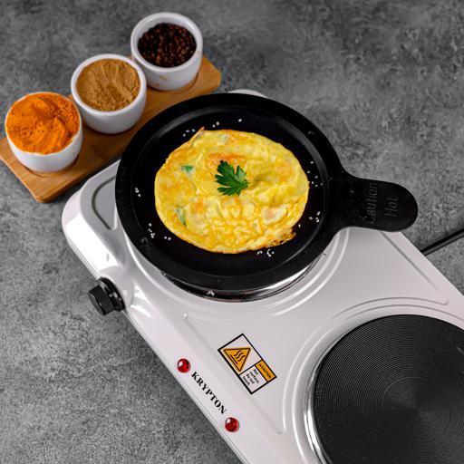 display image 2 for product Krypton KNHP5306 Electric Double Hot Plate 2000W | Cast Iron | Double Burner Hot Plate for Flexible Precise Table Top Cooking - Cast Iron Heating Plate - Portable Electric Hob with Temperature Control for Home, Camping & Caravan Cooking