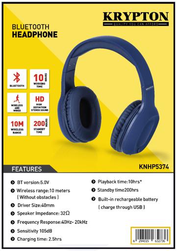 display image 10 for product Bluetooth Headphone, High-Definition Stereo Sound, KNHP5374 | Wireless & Wired for Long Travel Use | Ideal for Meeting, Music, Movies & More | 10 Hours Working Time