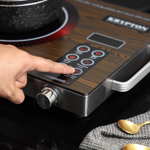 display image 2 for product Krypton Digital Infrared Cooker- KNIC6024/ Single Cooking Hob, 2000-Watt Burner with Adjustable Temperature, Energy Saving/ Touch and Sensor Touchpad Control, Multi Functions Include Fried, BBQ, Soup, Timer/ Brown, 2 Years Warranty