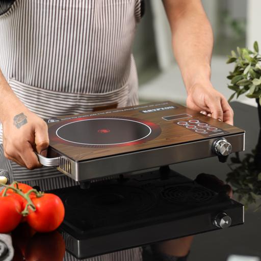 display image 5 for product Krypton Digital Infrared Cooker- KNIC6024/ Single Cooking Hob, 2000-Watt Burner with Adjustable Temperature, Energy Saving/ Touch and Sensor Touchpad Control, Multi Functions Include Fried, BBQ, Soup, Timer/ Brown, 2 Years Warranty