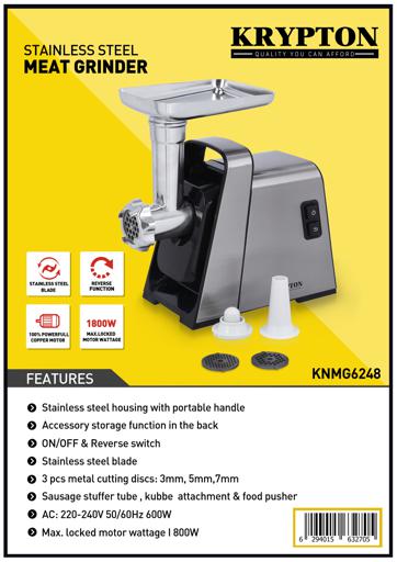 Meat Grinder Electric, Sausage Stuffer Maker,Food Grinder, Meat Mincer  Machine with Attachments Sausage Tube Kubbe Kit Blades 3 Plates for Home Use