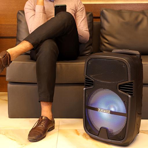 display image 4 for product Krypton Rechargeable Portable Trolley Speaker - With Usb, Sd Card, Fm, Mic, Bluetooth & Remote