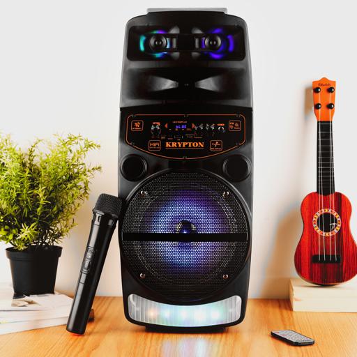 display image 1 for product Rechargeable Portable Speaker with Microphone, KNMS5192 | 8-inch Woofer & Remote Control |  Bluetooth, USB, FM radio, TF card, TWS and AUX Compatibility