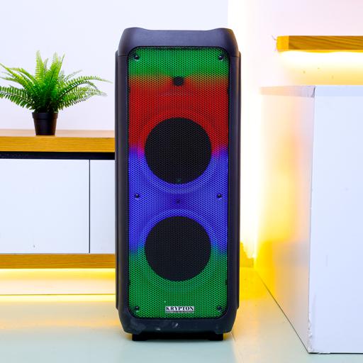 display image 5 for product Rechargeable Portable Speaker with 1 Mic & Remote | KNMS5193 | Bluetooth, USB, FM and TF card Compatible | 80000W | 12"x 2 Woofer with LED Lights