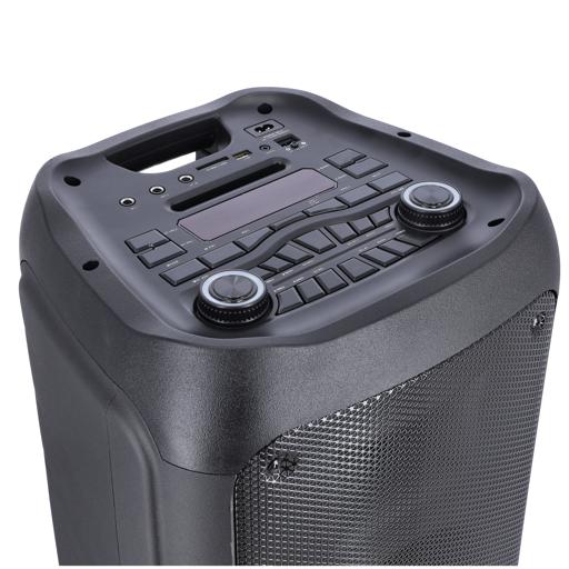 display image 10 for product Rechargeable Portable Speaker with 1 Mic & Remote | KNMS5193 | Bluetooth, USB, FM and TF card Compatible | 80000W | 12"x 2 Woofer with LED Lights