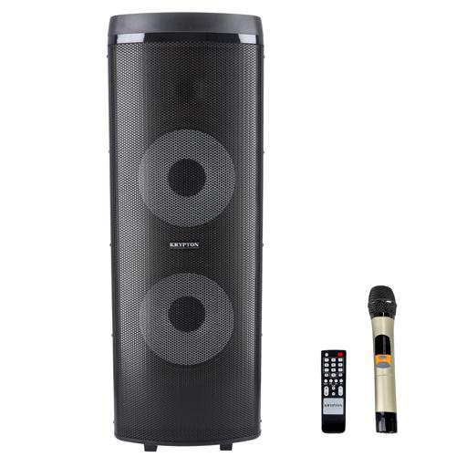 display image 12 for product Rechargeable Portable Speaker with 1 Mic & Remote | KNMS5193 | Bluetooth, USB, FM and TF card Compatible | 80000W | 12"x 2 Woofer with LED Lights