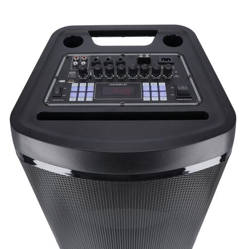 display image 11 for product Rechargeable Portable Speaker with 1 Mic & Remote | KNMS5193 | Bluetooth, USB, FM and TF card Compatible | 80000W | 12"x 2 Woofer with LED Lights
