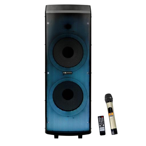 Rechargeable Portable Speaker with 1 Mic & Remote | KNMS5193 | Bluetooth, USB, FM and TF card Compatible | 80000W | 12"x 2 Woofer with LED Lights hero image