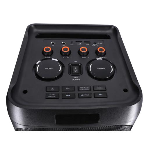 display image 5 for product 6.5'' Rechargeable Professional Speaker, KNMS5194 | With REC, AUX/ Guitar & MIC Input, Remote | Includes Mic, AUX Cable and iPad Holder | USB/ BT/ TF/ FM/ TWS
