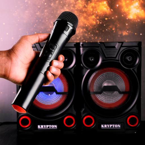 display image 2 for product 2.0 Professional Speaker with Remote & Microphone, KNMS5195 | 8" Woofer with Colourful Light | With USB/Bluetooth Connect/FM Radio/SD/Aux Input | 40000W PMPO