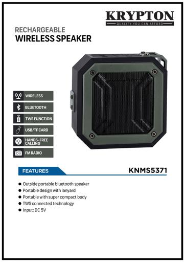 display image 9 for product Rechargeable Wireless Speaker, TWS/BT/TF Card/ FM, KNMS5371 | Hand-Free Calling | Powerful Bass, Playback Loud Speaker | Ideal for Home, Party, Outdoor & More