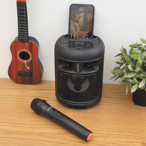 display image 4 for product Portable Rechargeable Speaker with Wireless Mic | KNMS5392 | BT/TF/USB/FM/AUX/SD card Inputs - Karaoke Speaker | Bluetooth 4.2 | 2 Years Warranty