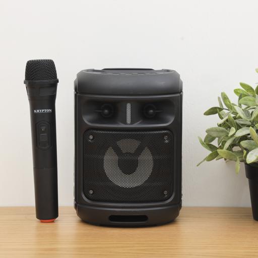 display image 1 for product Portable Rechargeable Speaker with Wireless Mic | KNMS5392 | BT/TF/USB/FM/AUX/SD card Inputs - Karaoke Speaker | Bluetooth 4.2 | 2 Years Warranty