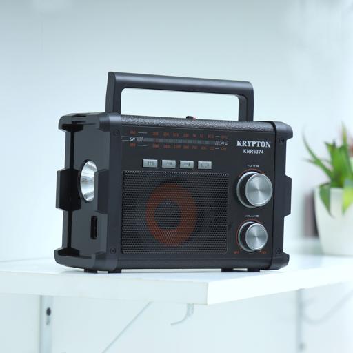 display image 2 for product Portable Rechargeable Multifunction Radio, KNR6374 | BT/ USB/ TF Card Player | AM/FM/SW Radio | LED Torch Function| Perfectly Portable, Lightweight | AC/DC Operation