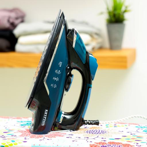 display image 1 for product Ceramic Steam Iron, Stream Rate Of 15g/Min, 2200W, KNSI6351 | Ceramic Sole Plate| Self-Cleaning Function| Powerful Steam Burst| Water Tank Of 380ml | Rotating Swivel Cord