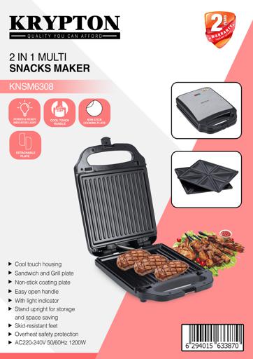 display image 8 for product 2-in-1 Multi Snacks Maker, Non-Stick Plate, KNSM6308 | Cool Touch Handle | Detachable Plates | Power and Ready Indicator Light |Sandwich and Grill Plate | Overheat Safety Protection