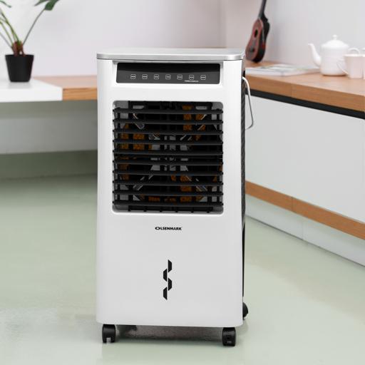 display image 3 for product Air Cooler, 7L Cooler/Humidifier & Ionizer, OMAC1677 | 3 Speed Option | Portable Cooler with Remote Control, Brake Wheel & Timer Function | Home/ Office Use