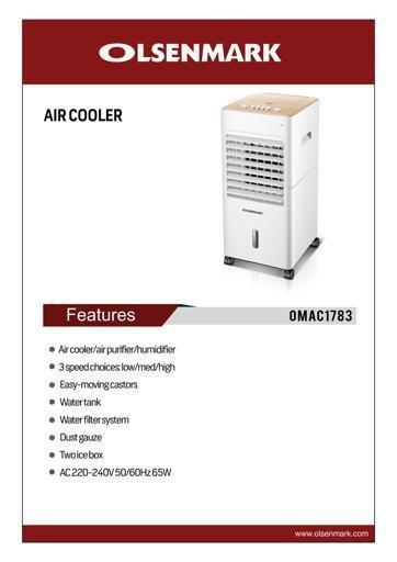 display image 8 for product Air Cooler - 3 Speed Settings - Cooler, Air Purifier and Humidifier | Ice Packs | Dust Gauze  | Water Filter - Olsenmark 