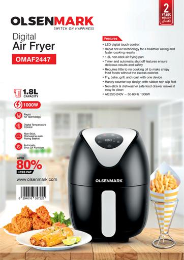 Digital Air Fryer 1.8L/1000W 1x2