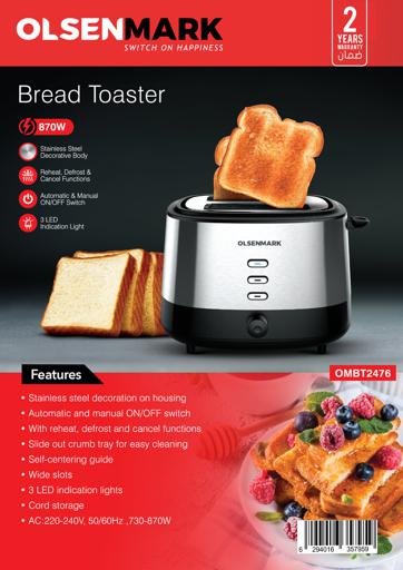 2 Slice Bread Toaster -Stainless Steel