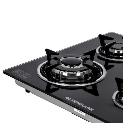 display image 2 for product Olsenmark 2 In 1 Gas Hob - 8mm Tempered Glass Top - Brass Burner - Auto-Ignition - Thick Pan Support | Bakelite Knobs | Low Gas Consumption | 2 Years Warranty