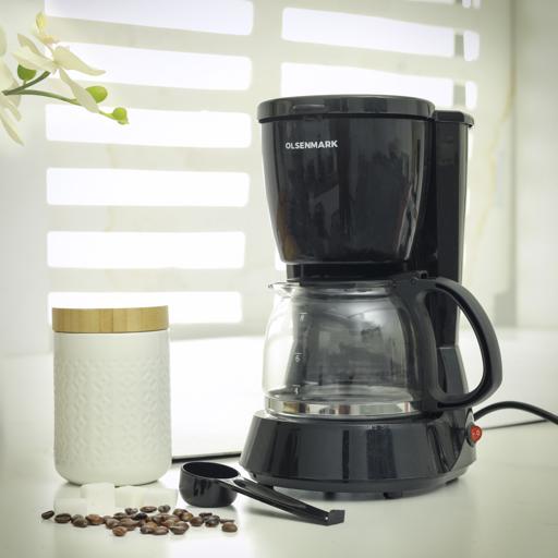 display image 1 for product Coffee Maker, Crystal Clear Glass Jar, 0.6L, 550W, OMCM2463 - Keep Warm & Anti-Drip System, Fast Brewing Technology,2 Years Warranty, Washable Filter And Filter Holder, Permanent Filter & Spoon