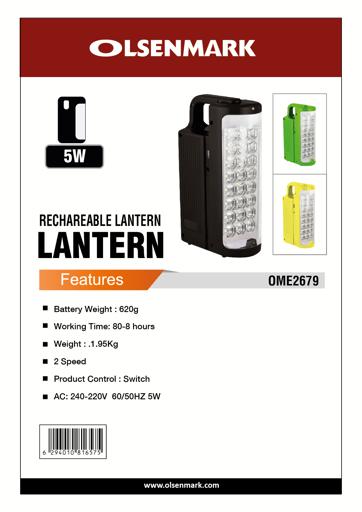 display image 10 for product Olsenmark Rechargeable Led Emergency Lantern, 24 Pcs Led - 2 Speed Setting - Solar Connection - Usb